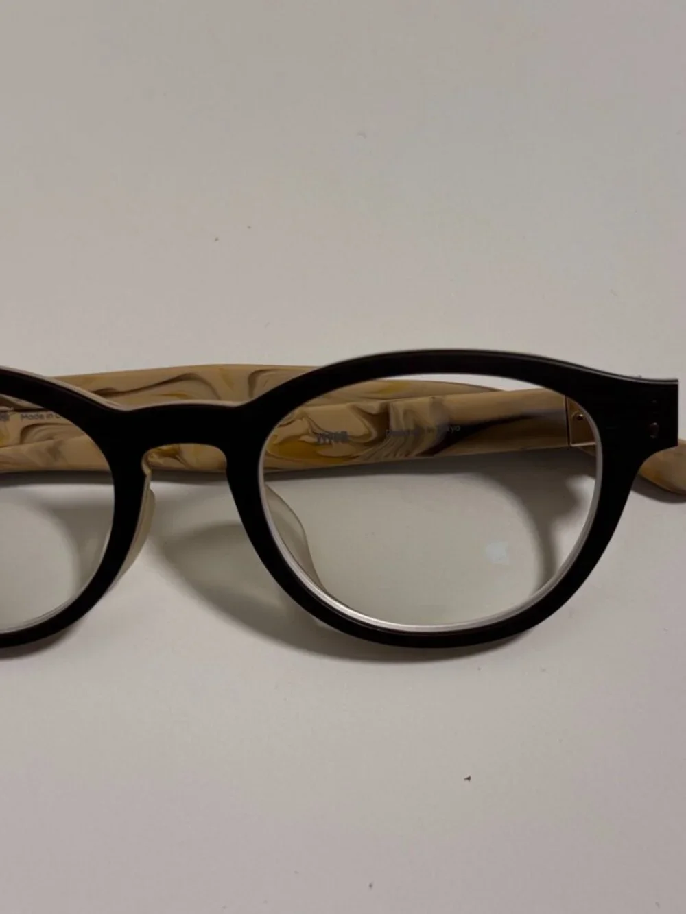 Two-Tone Faux Wood Plastic Eyeglass Frame | Buyer Replaces Prescription Lenses